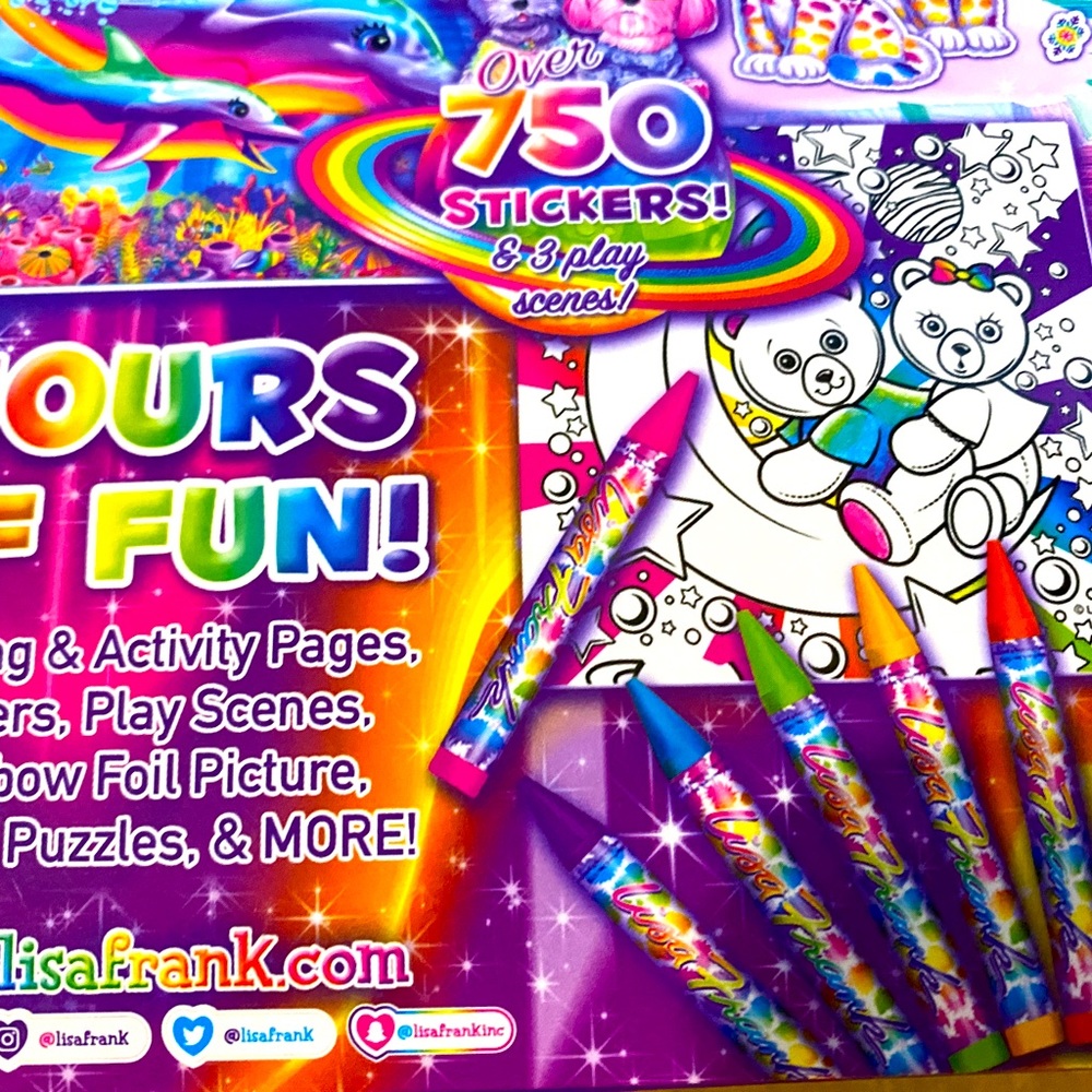 LISA FRANK TRIFOLD PORTFOLIO OVER 750 STICKERS 3 PUZZLES ACTIVITY SET MO… - Picture 15 of 16